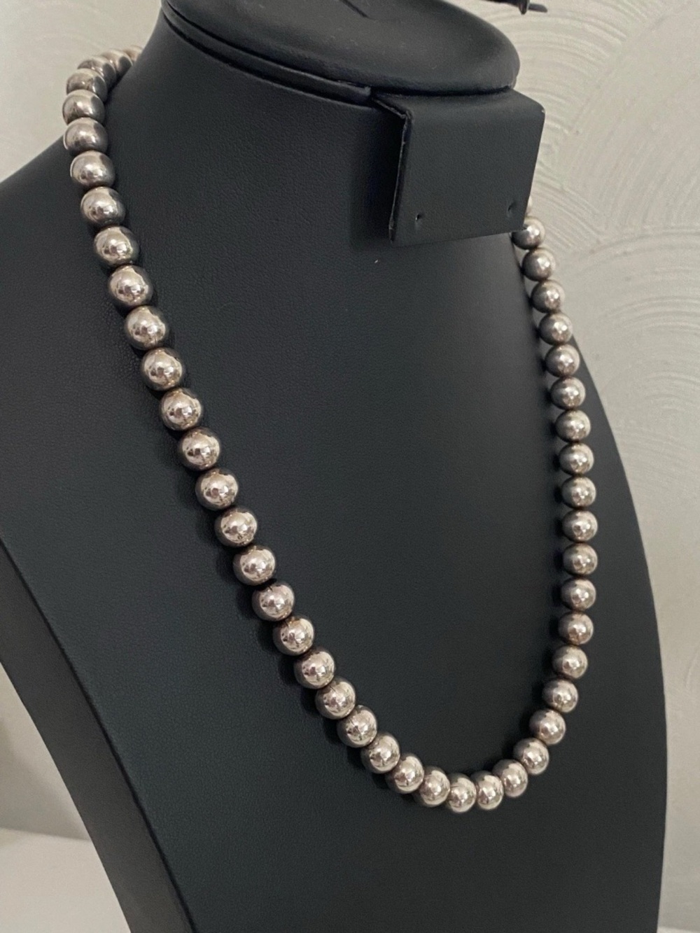 Vintage Sterling silver Italy 925 beaded Collar Necklace 18”